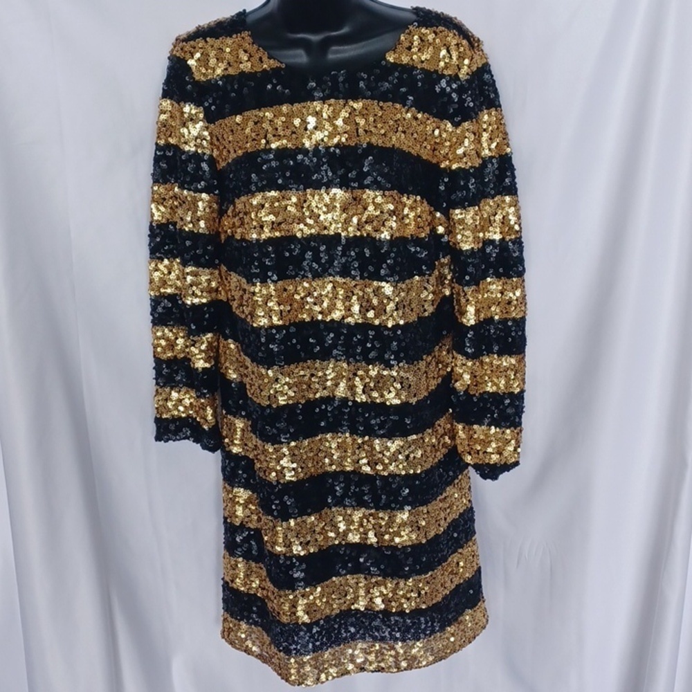 Striped GAP Sequin Embellished Long Sleeve Shift Dress (NWT)